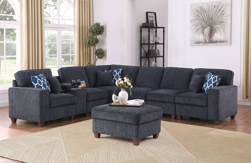 Gina - Sectional Sofa With Ottoman - Black by Unique Piece Furniture