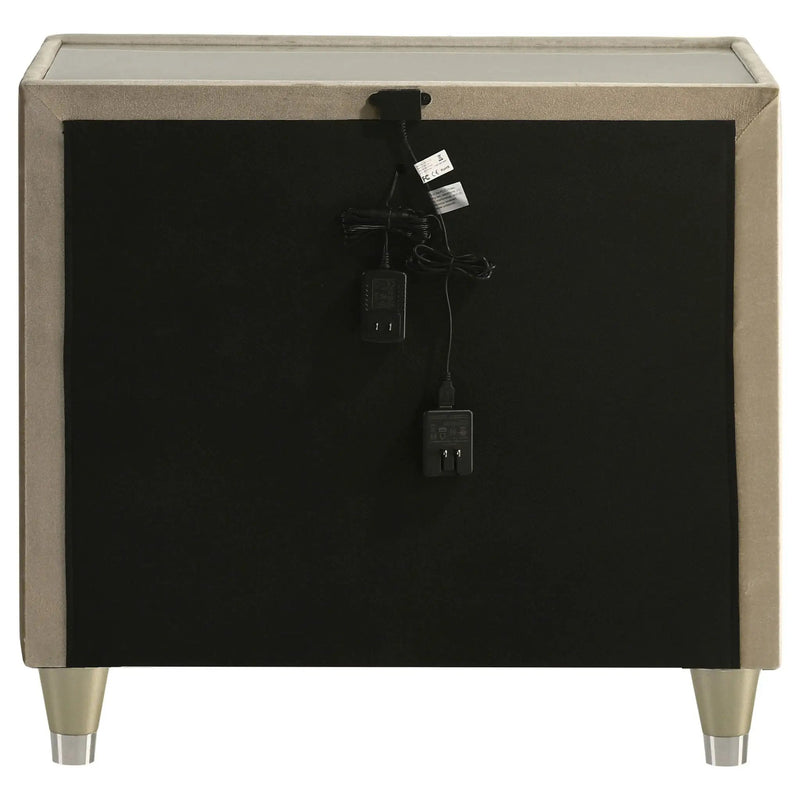 Lorient 2-drawer LED Nightstand with USB Ivory and Camel by Unique Piece Furniture