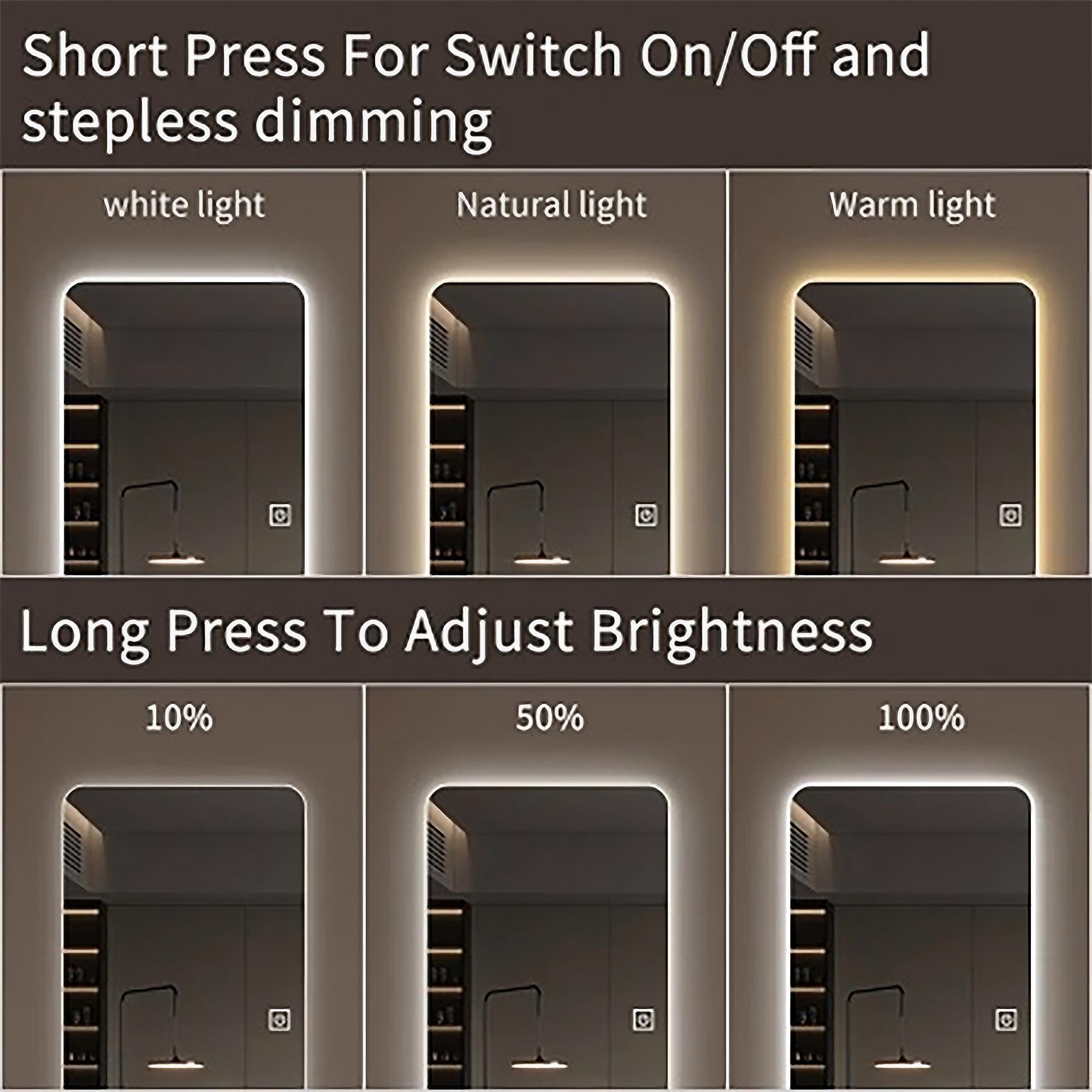 Frameless Full Length Floor Mirror With LED Light, Dimming & 3 Color Modes Mirror - Silver by HouseOfZazla