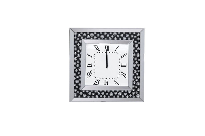 Nysa - Wall Clock - Mirrored & Faux Crystals by Unique Piece Furniture