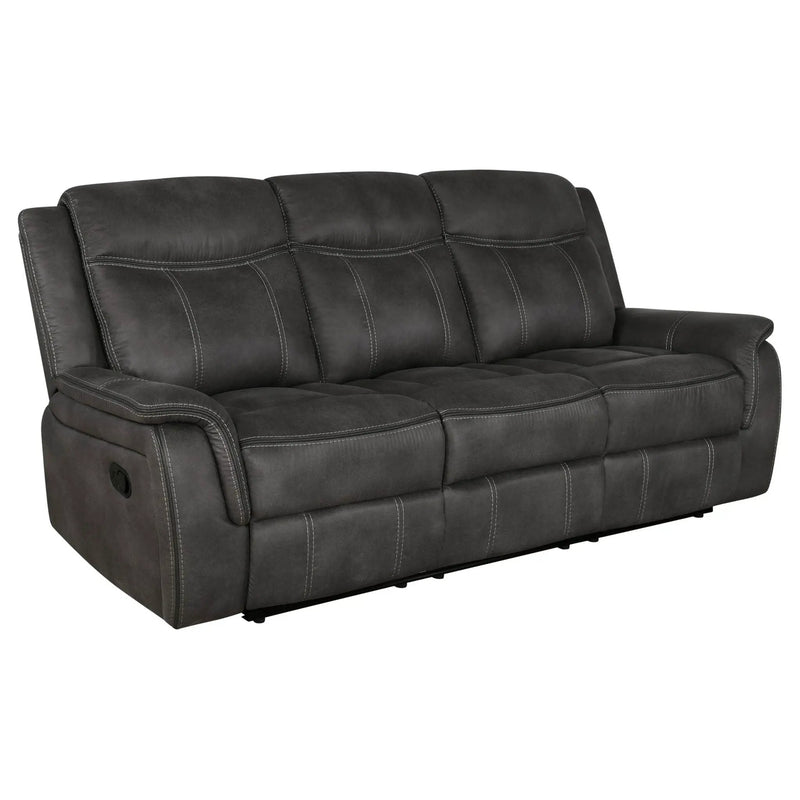 Lawrence 3-piece Upholstered Reclining Sofa Set Charcoal by Unique Piece Furniture