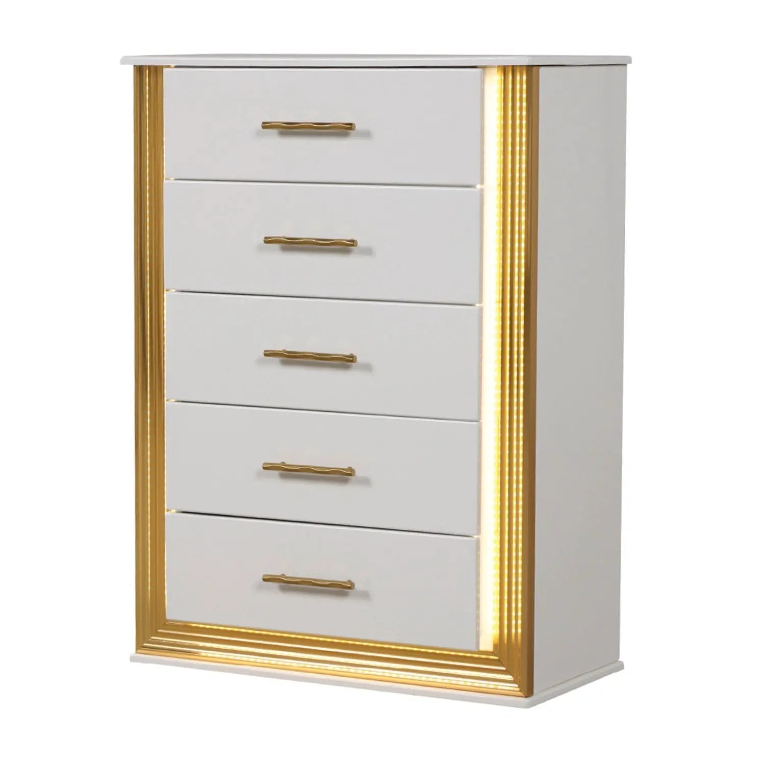 Obsession - 5 Drawer LED Chest - White by HouseOfZazla