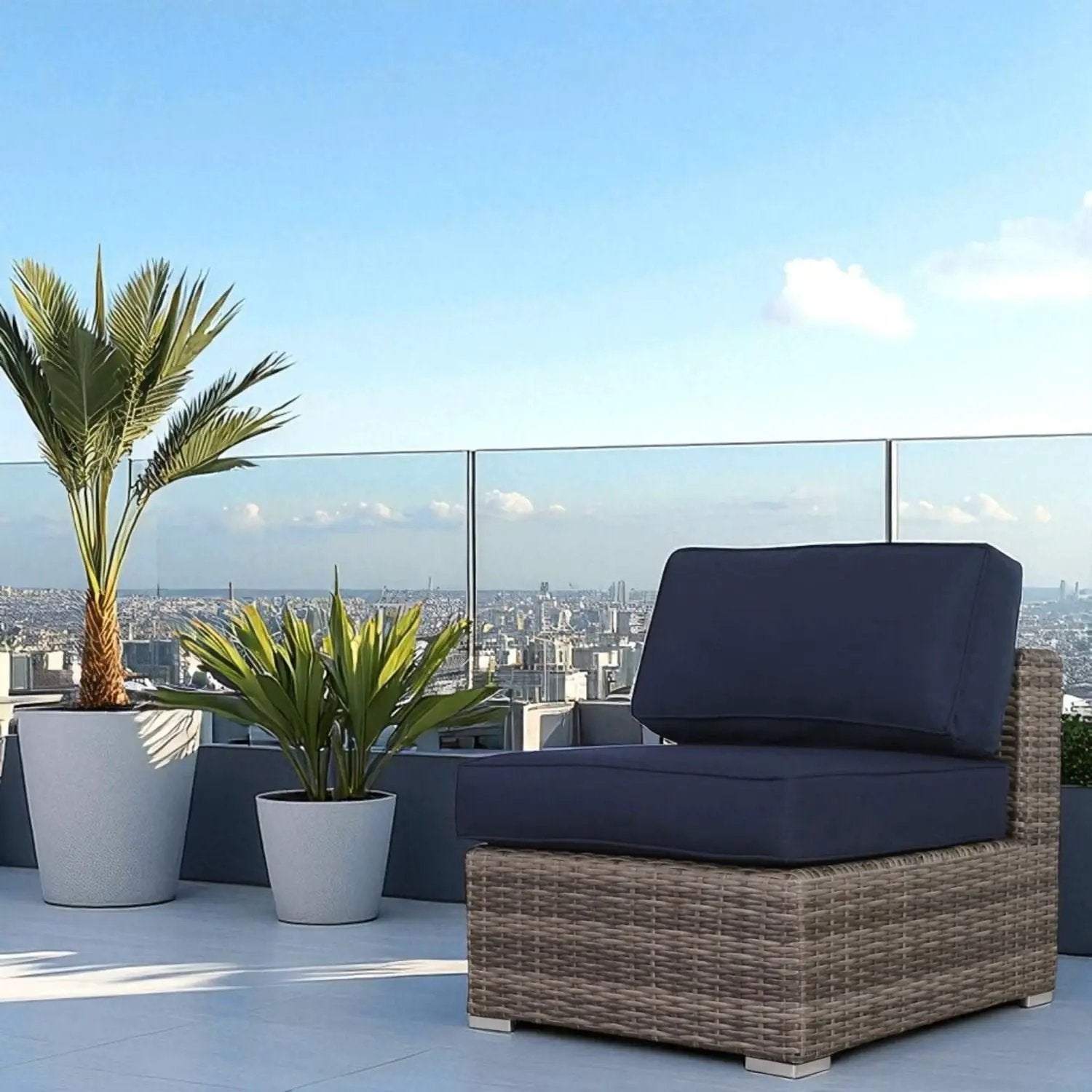 Wide Armless Outdoor Chairs With Cushions (Set of 2) by Unique Piece Furniture