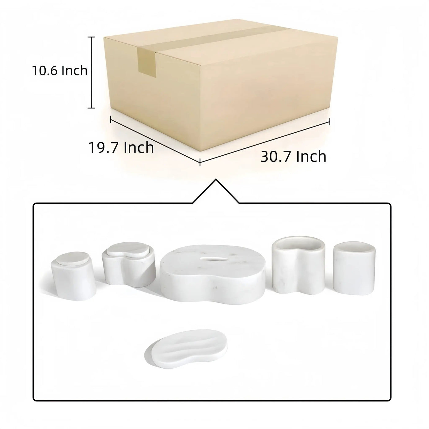 Elegant Natural Marble Bathroom Accessories Set by HouseOfZazla