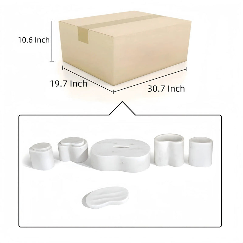 Elegant Natural Marble Bathroom Accessories Set by HouseOfZazla
