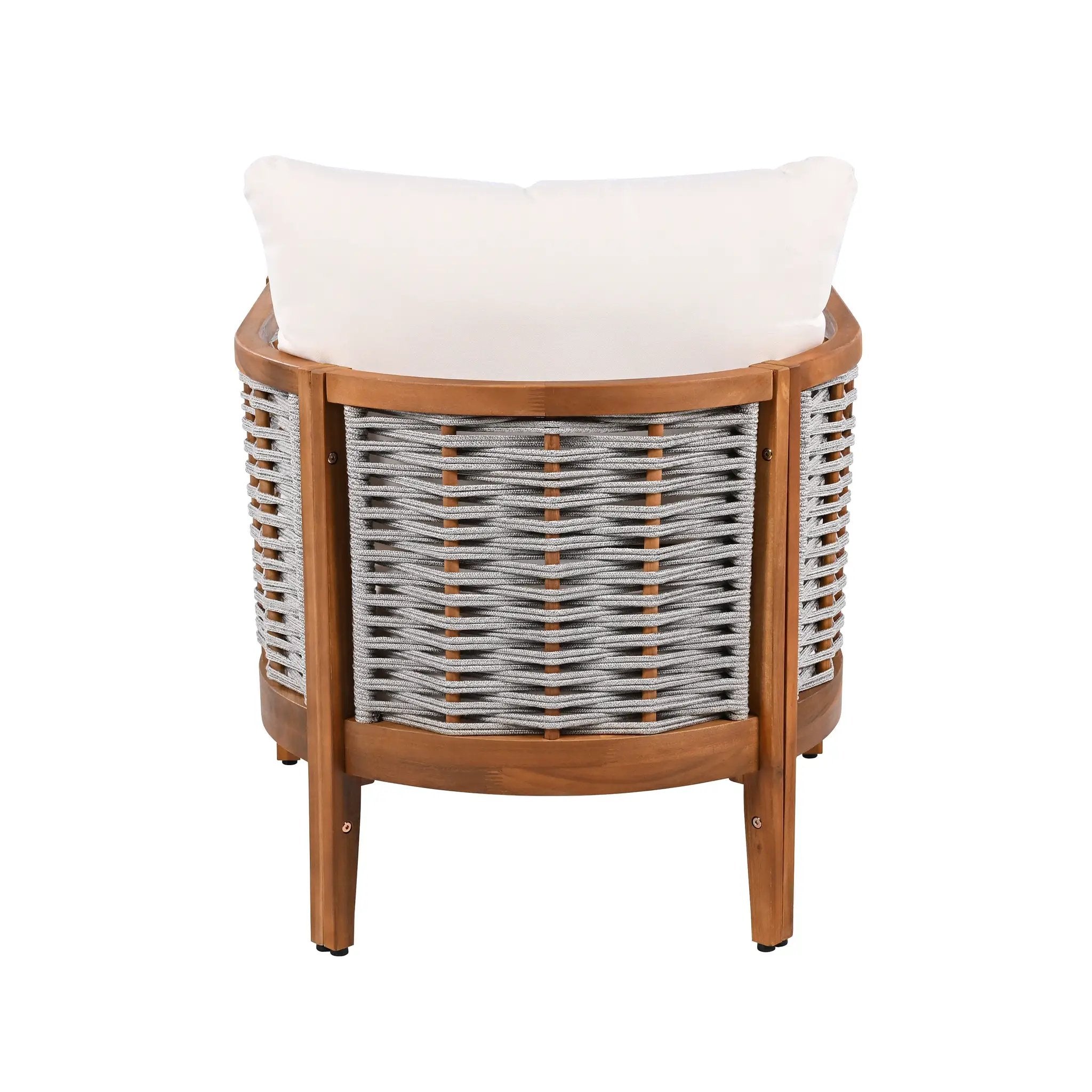 Outdoor Tub Design Armchair with Woven Rope and Acacia Wood by HouseOfZazla