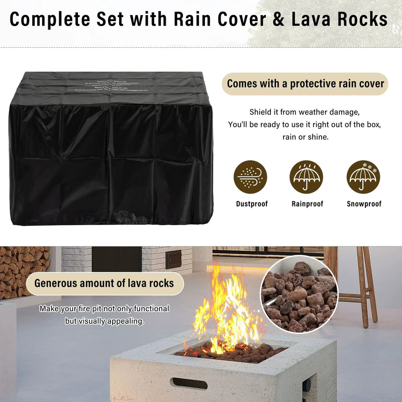 U_Style MGO Outdoor Square Fire Pit with Steel Burner by HouseOfZazla