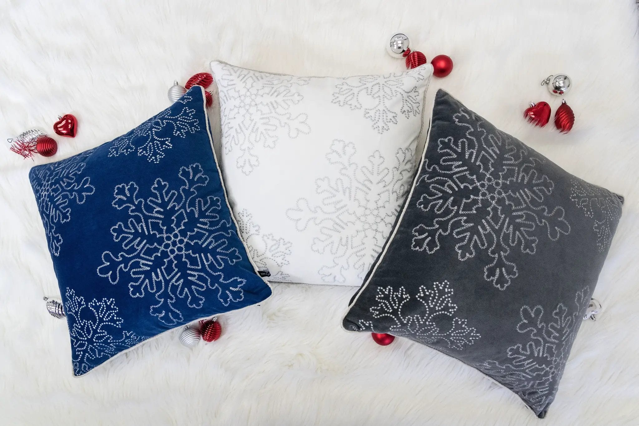 Gray Velvet Holiday Throw Pillow 20x20 by HouseOfZazla