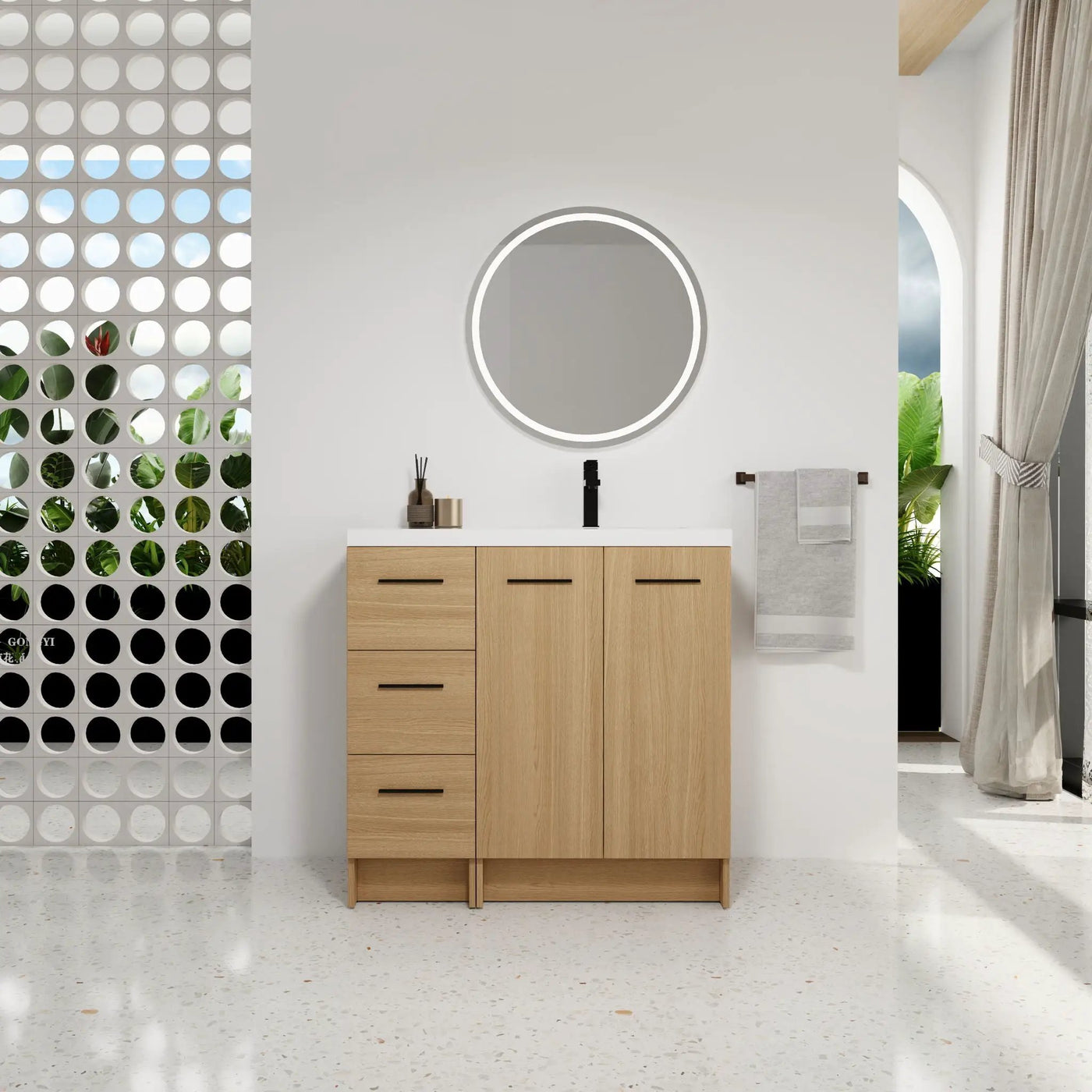 Wall Mounted Floating Bathroom Vanity With Sink, Door & Drawers Modular Cabinet by Unique Piece Furniture
