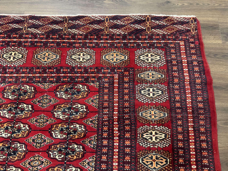 Bokhara Rug 9x12, Red Turkoman Rug, Pakistani Rug, Tribal Carpet, Wool Rug, Red Rug by Jewel Rugs
