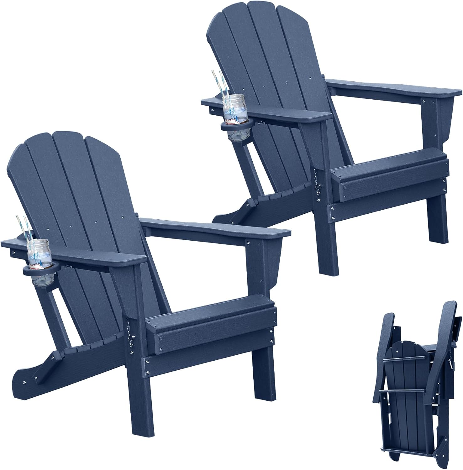 Adirondack Chairs Set of 2 - HDPE Plastic Outdoor Chairs by HouseOfZazla
