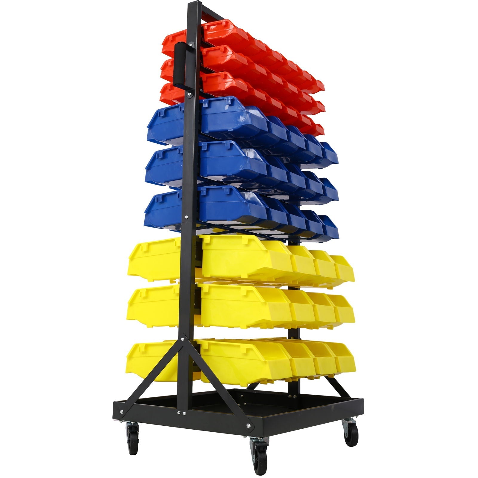 90 Parts Bin Shelving Storage Organizer With Locking Wheels For Shop Garage And Home - Black / Yellow by HouseOfZazla