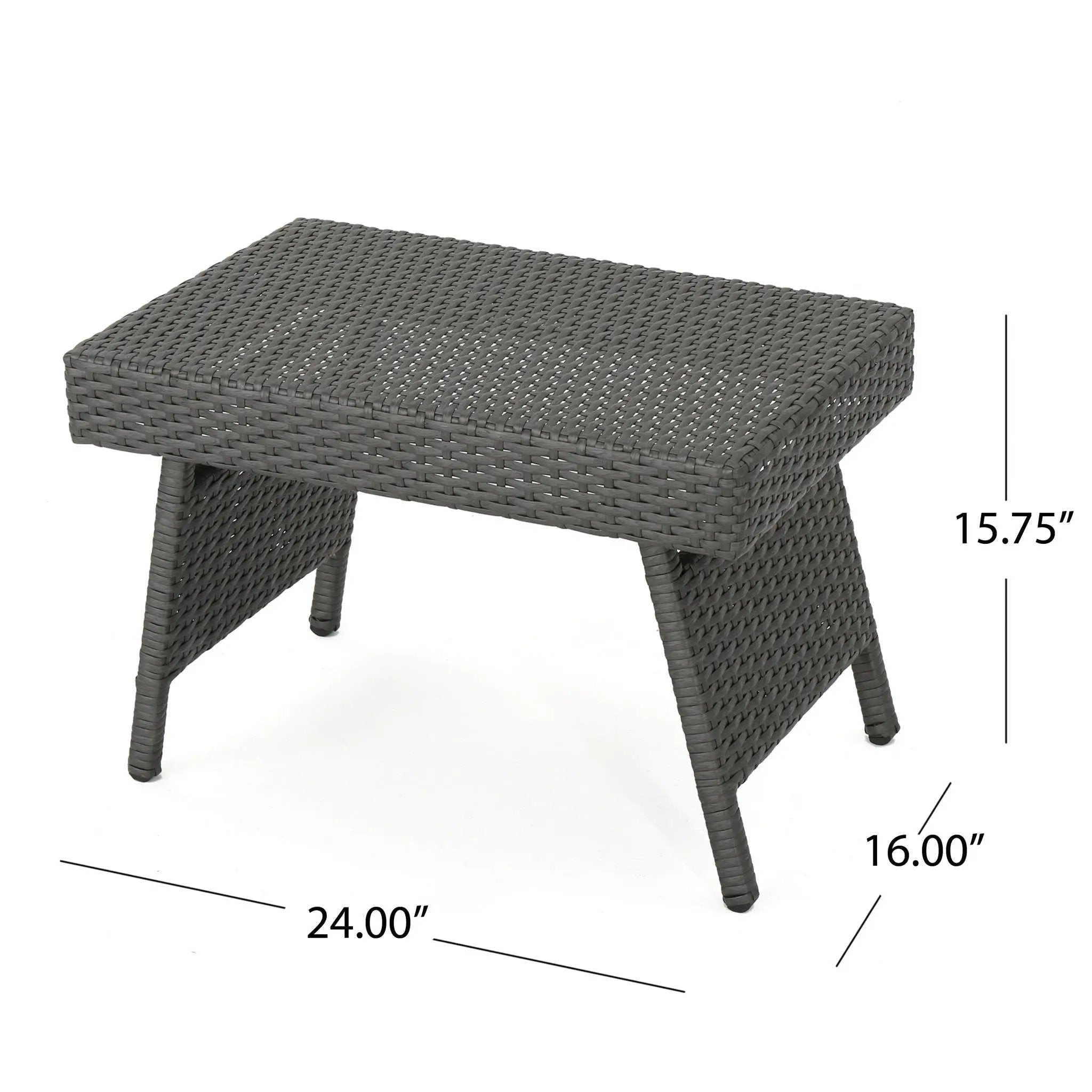 Outdoor Wicker Table With Rectangular Tabletop - Gray by HouseOfZazla