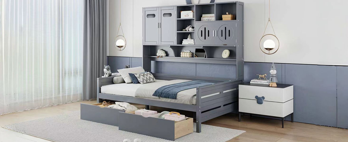 Daybed With All-In-One Cabinet And Shelf by HouseOfZazla