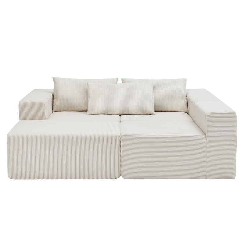 107" Compressed Sectional Sofa (Beige) by HouseOfZazla