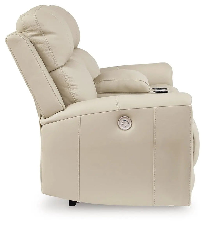 Dahlmoore - Dbl Power Reclining Loveseat With Console - Almond by Unique Piece Furniture