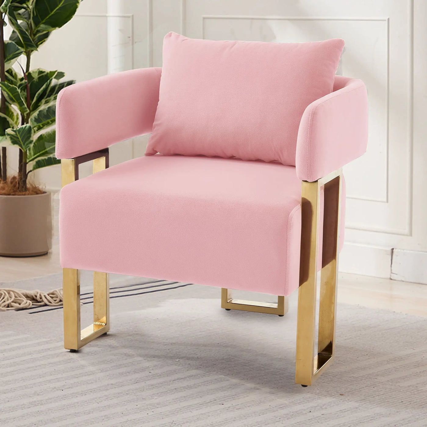 Modern Classic Design Decorative Chair Teddy Fleece Upholstered And Metal Foot by Unique Piece Furniture