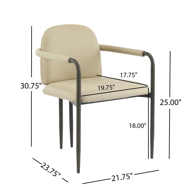 Modern Dining Chair Set of 2 with Iron Frame - Espresso / Khaki by HouseOfZazla
