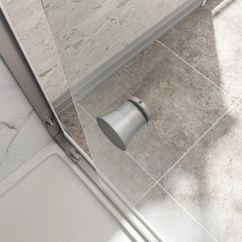 Brushed Nickel Reversible Installation Double Bypass Sliding Shower Door by HouseOfZazla