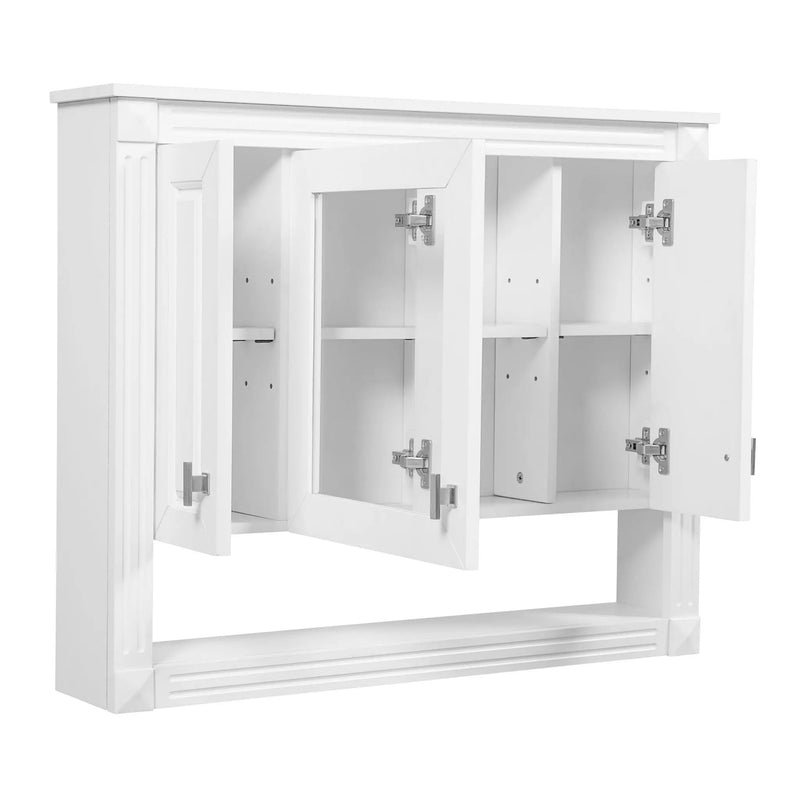 Wall-Mounted Bathroom Cabinet With Mirror And Open Shelf - White by Unique Piece Furniture