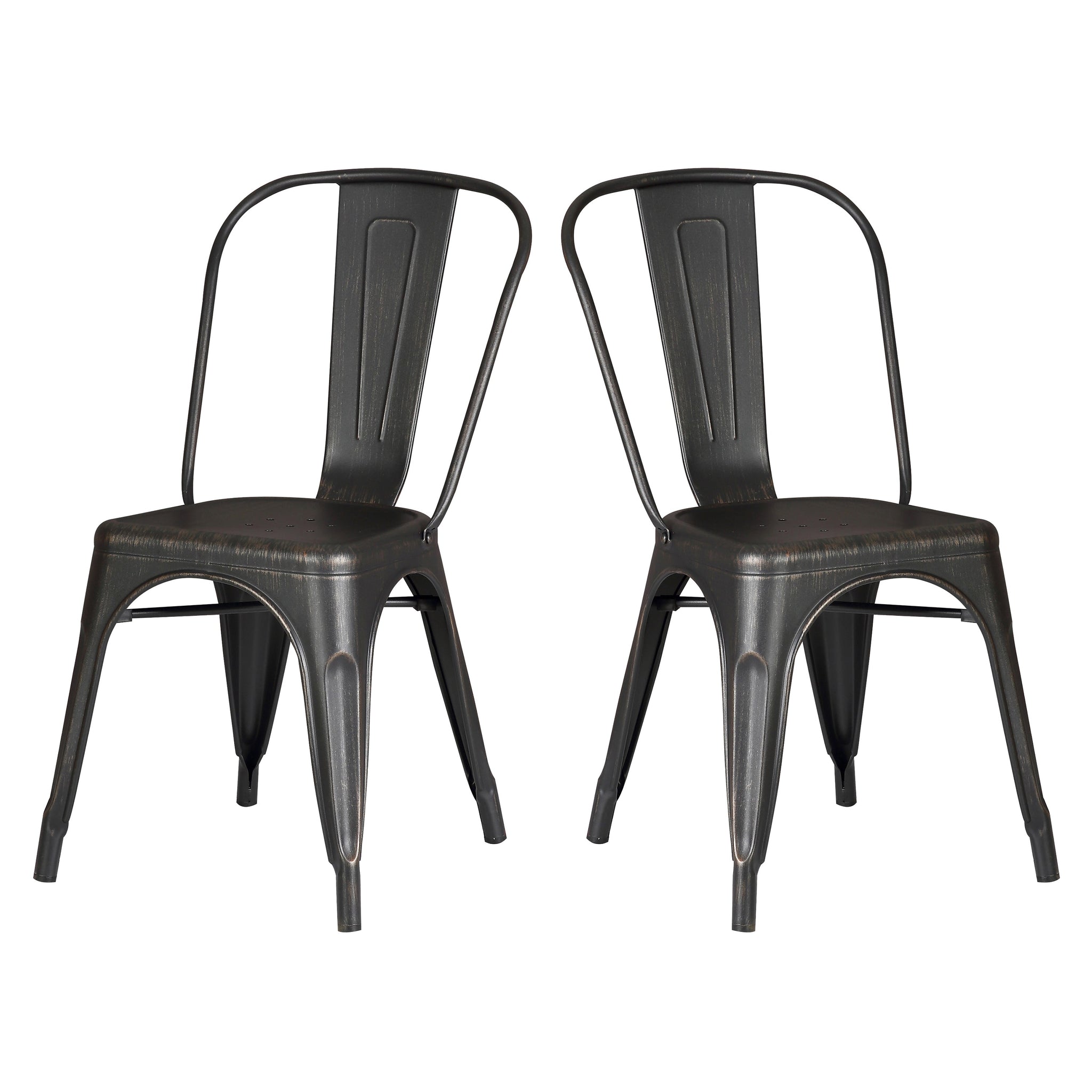 Set of 4 Stackable Metal Dining Chairs, Modern Industrial Slat Back by HouseOfZazla