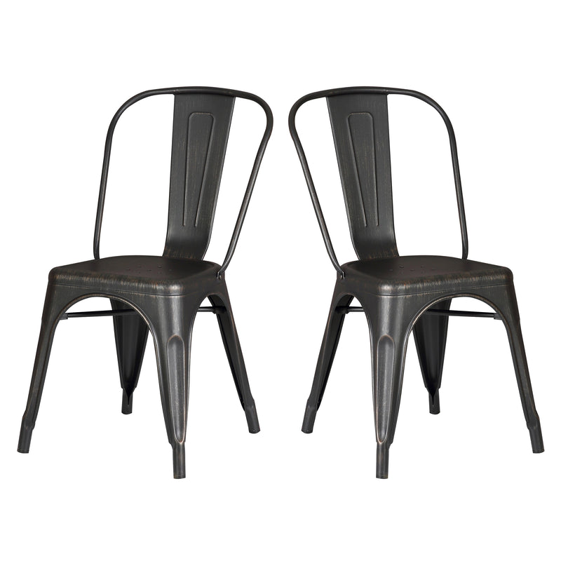 Set of 4 Stackable Metal Dining Chairs, Modern Industrial Slat Back by HouseOfZazla