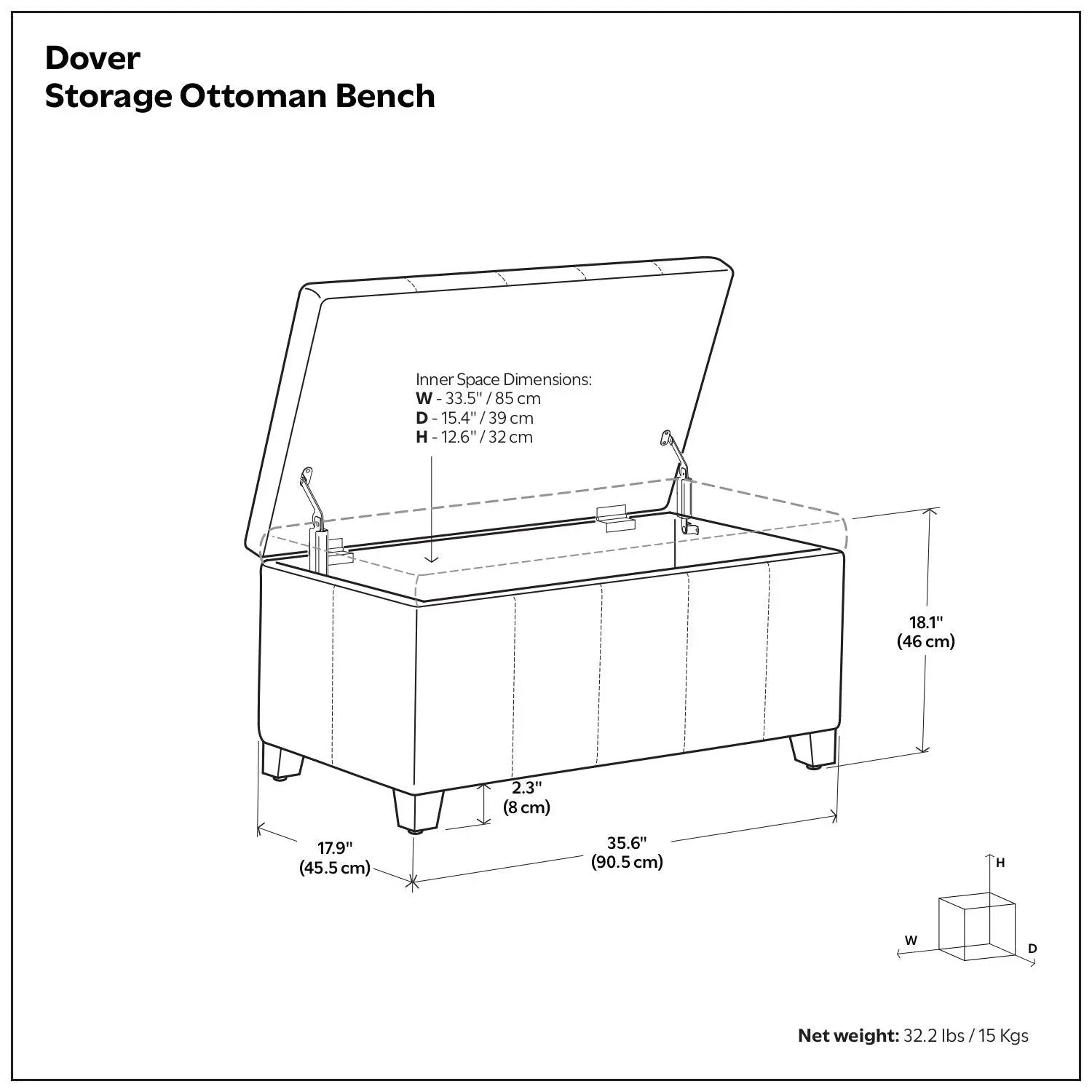 Dover - Upholstered Storage Ottoman Bench by Unique Piece Furniture