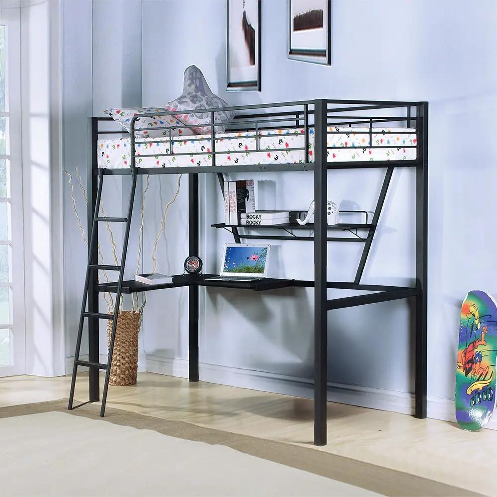 Senon - Twin Loft Bed With Desk - Silver & Black by Unique Piece Furniture