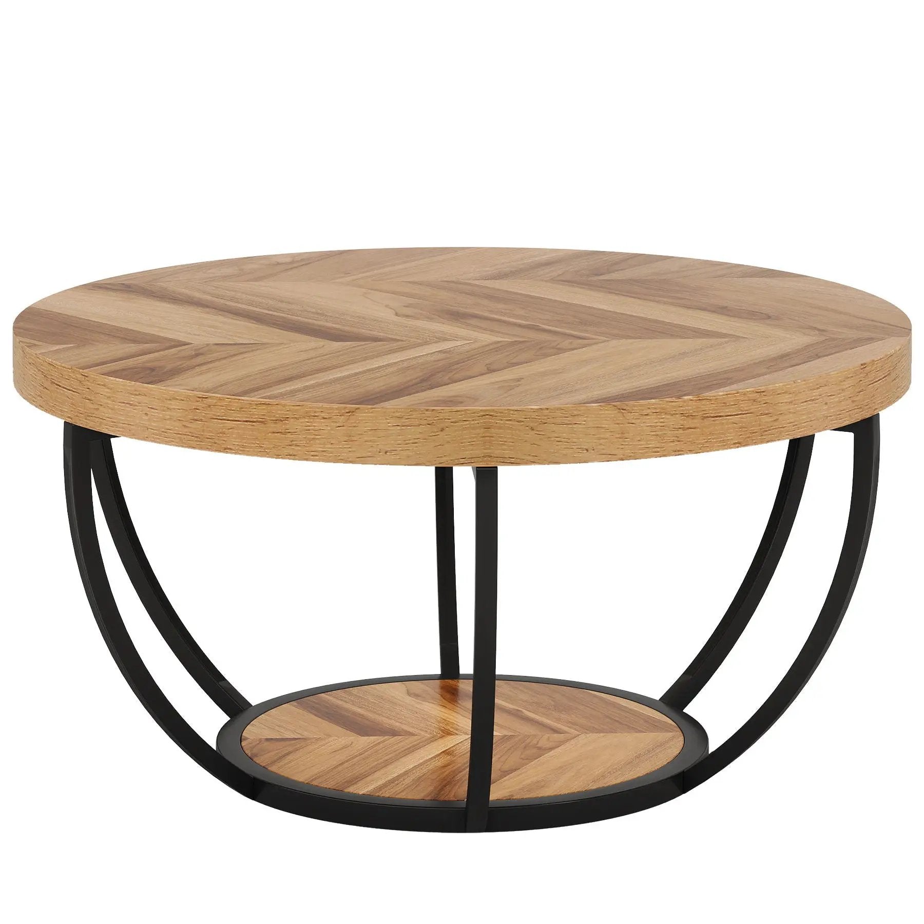 2 Tier Circle Coffee Table With Storage Shelves by HouseOfZazla