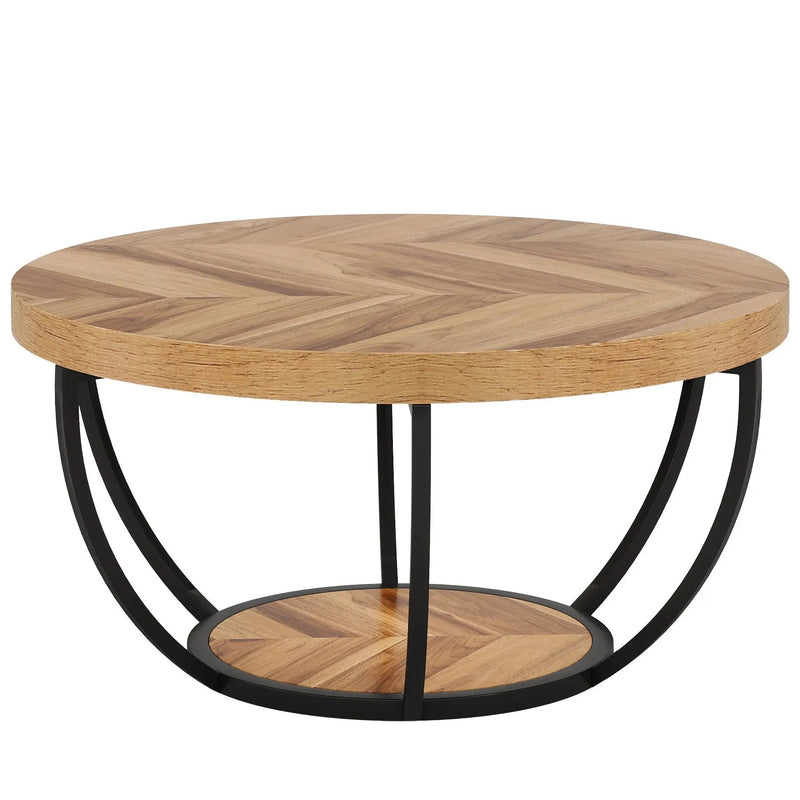 2 Tier Circle Coffee Table With Storage Shelves by HouseOfZazla