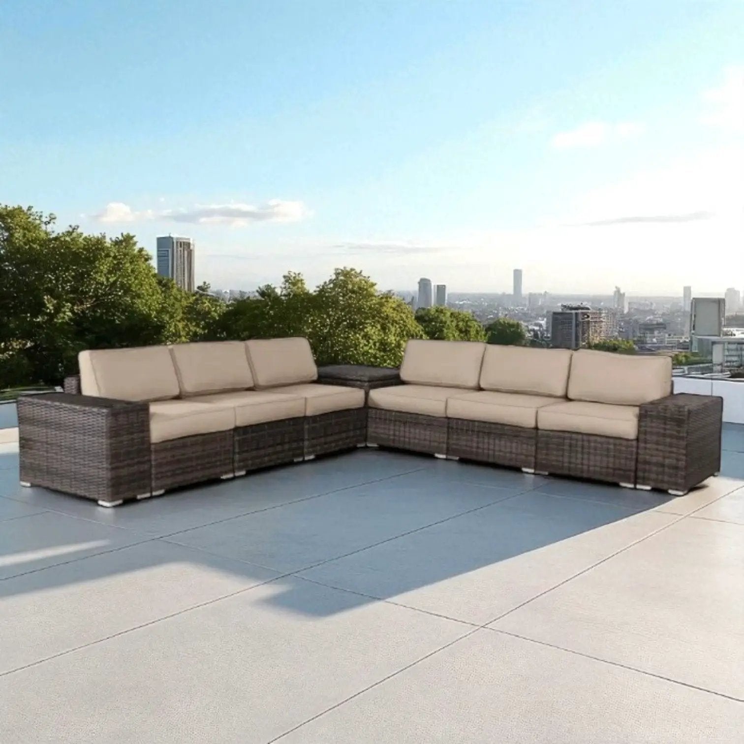 Elegant Outdoor Rattan Wicker 6 Person Seating Group With Cushions by HouseOfZazla