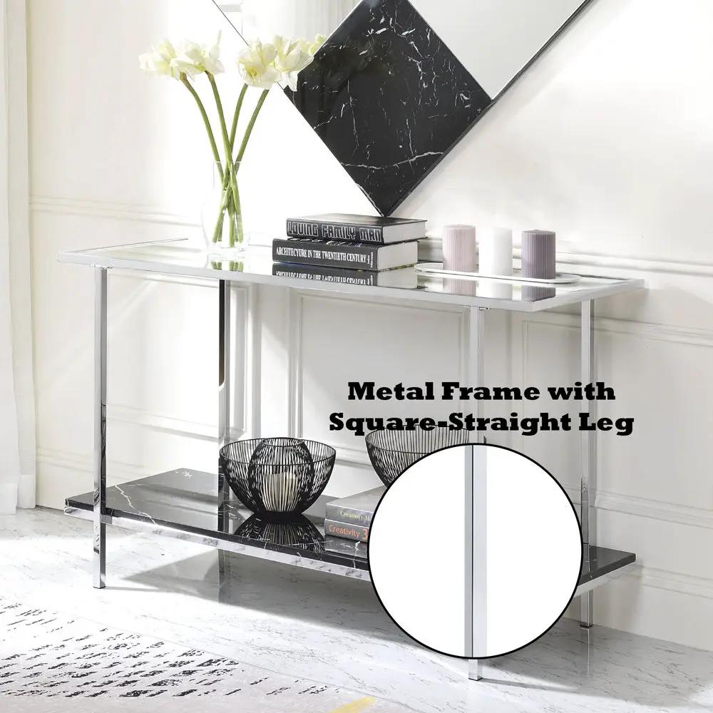 Angwin - Console Table - Mirrored, Faux Marble Top & Chrome by Unique Piece Furniture