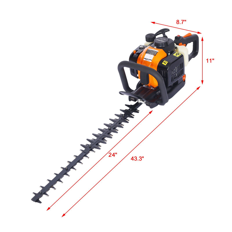 26Cc Gas Powered Hedge Trimmer With Double Sided Blade And Recoil Start - Orange by HouseOfZazla