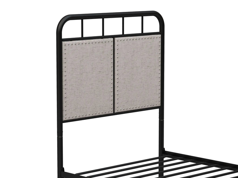 Twin Size Linen Upholstered Platform Metal Bed Frame With Fabric Headboard And Footboard - Brown by HouseOfZazla