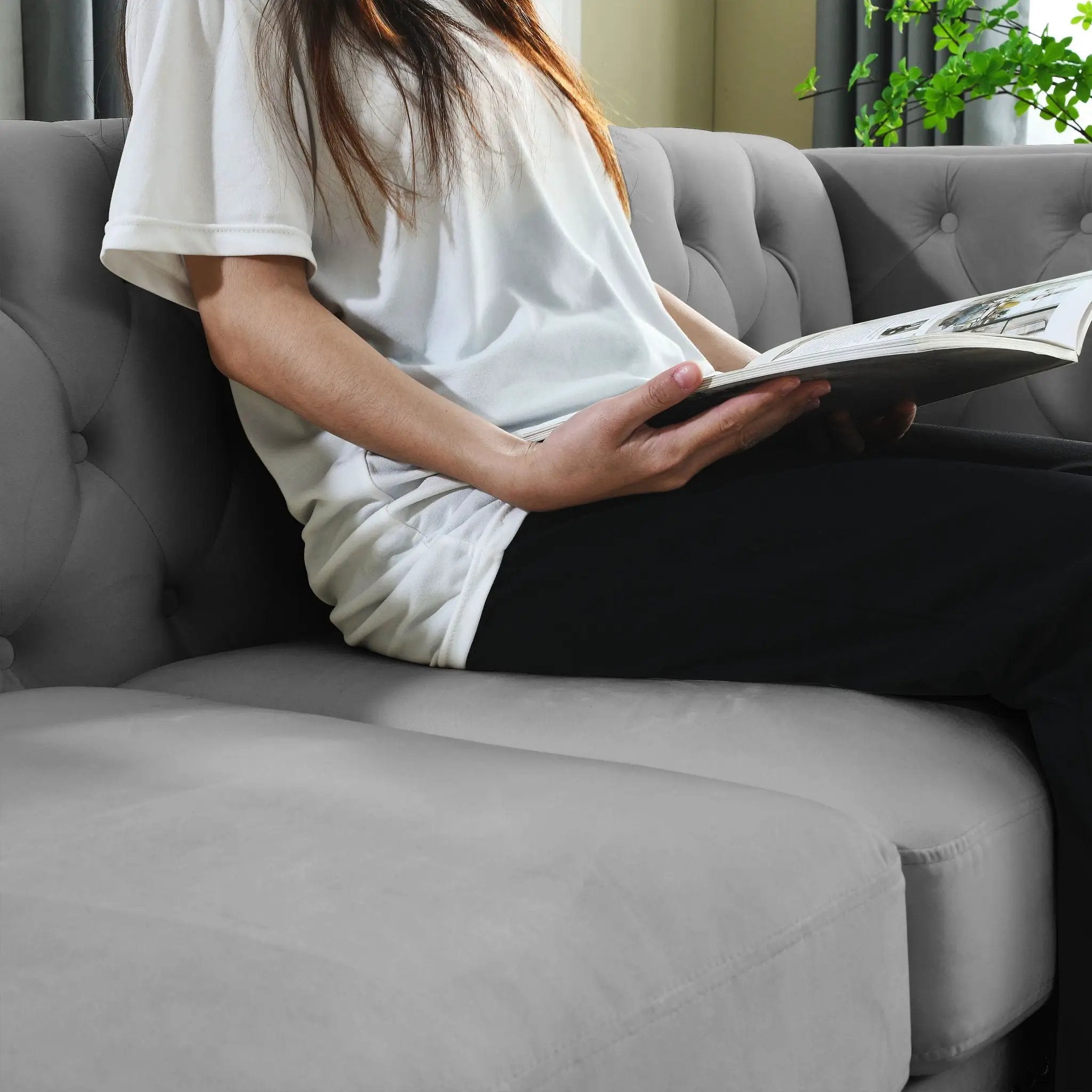 Modern Sofa With Button Tufting, Upholstered Couch For Living Room by HouseOfZazla
