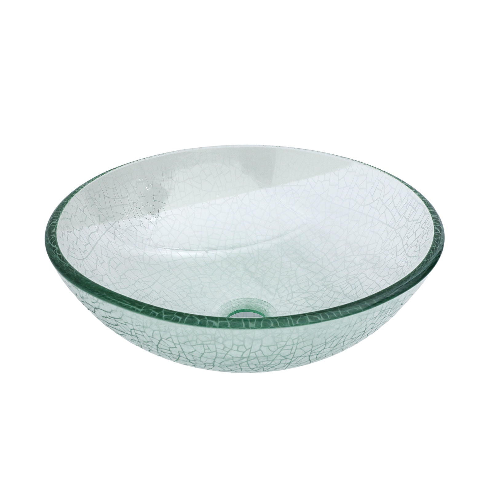 Crackle Vessel Sink, Round Bowl With Pop Up Drain - Clear by HouseOfZazla