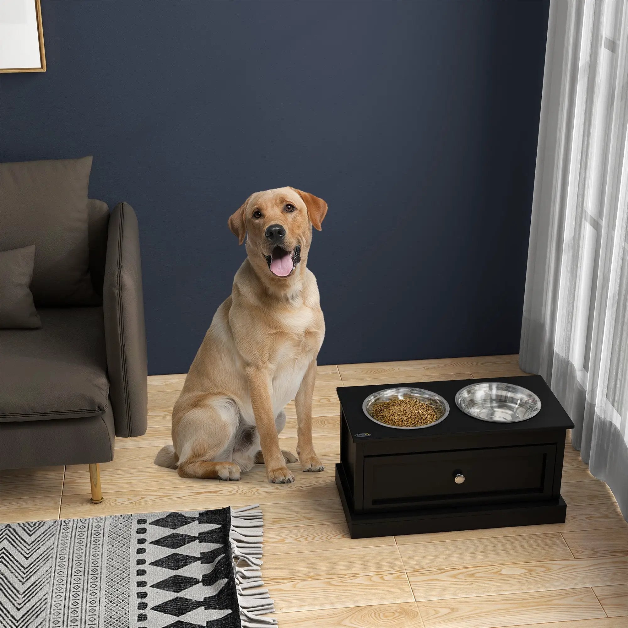 PawHut Large Elevated Dog Bowls with Storage Drawer by HouseOfZazla