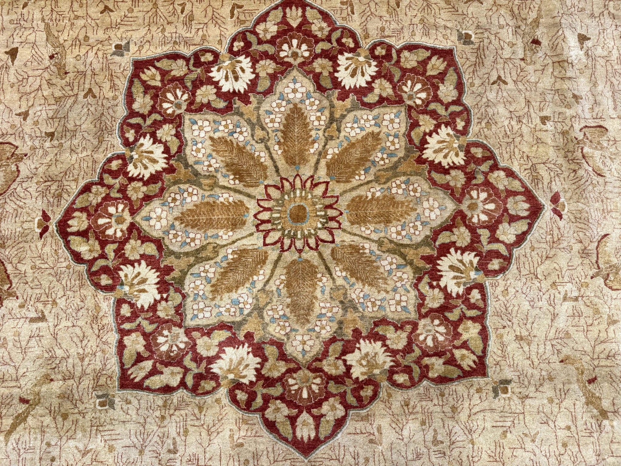 Palace Size Pak Persian Rug 13x17, Haji Jalili Design, Beige and Rust, Wool Hand Knotted, Fine 260 KPSI by Jewel Rugs
