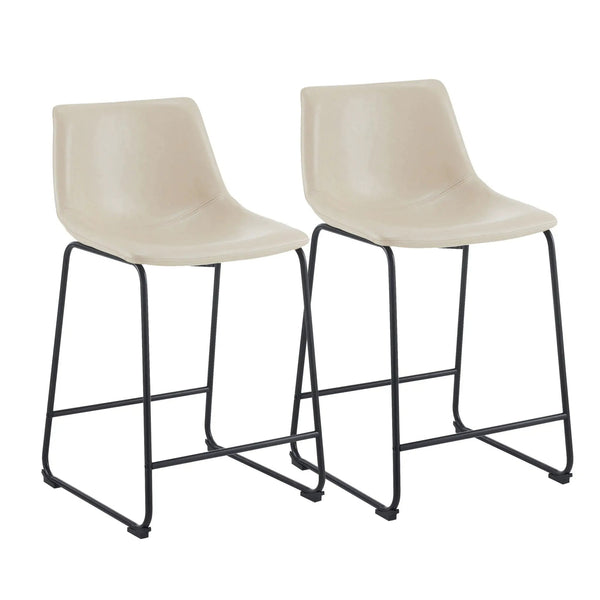 Vintage Style Armless Industrial Counter Stool Set of 2