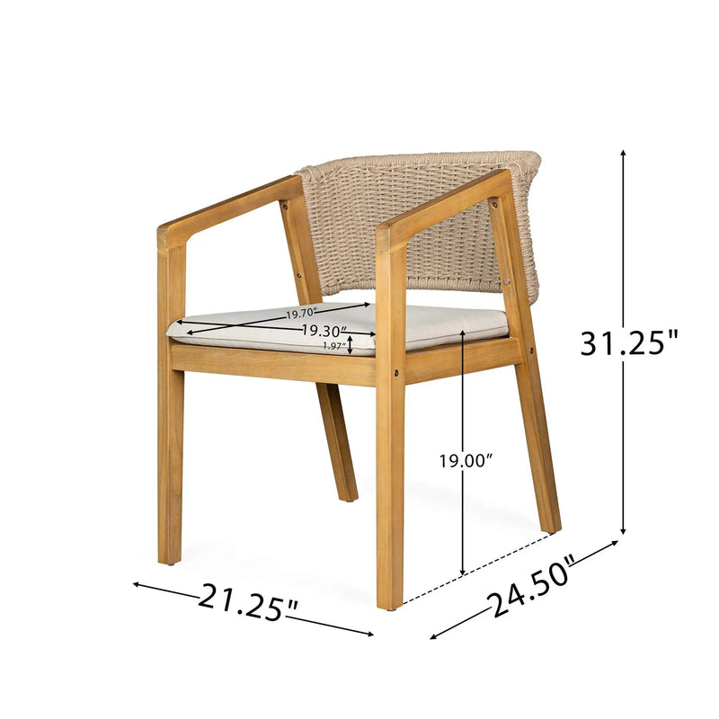 7 Piece Outdoor Dining Set With Table And 6 Chairs - Beige / Brown Mix / Light Teak / Teak by HouseOfZazla