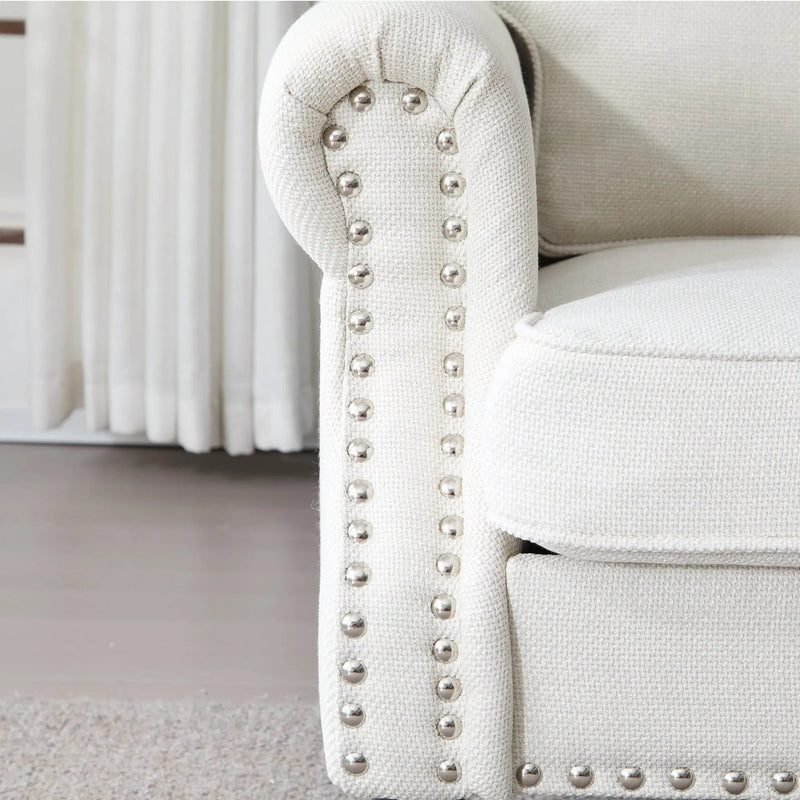 68 Inch Faux Leather Rolled Arm Sofa with Nailhead Trim by HouseOfZazla