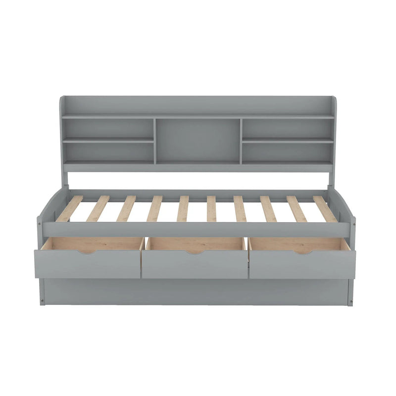 Captain Bed With Built In Bookshelves, 3 Storage Drawers, And Trundle by Unique Piece Furniture