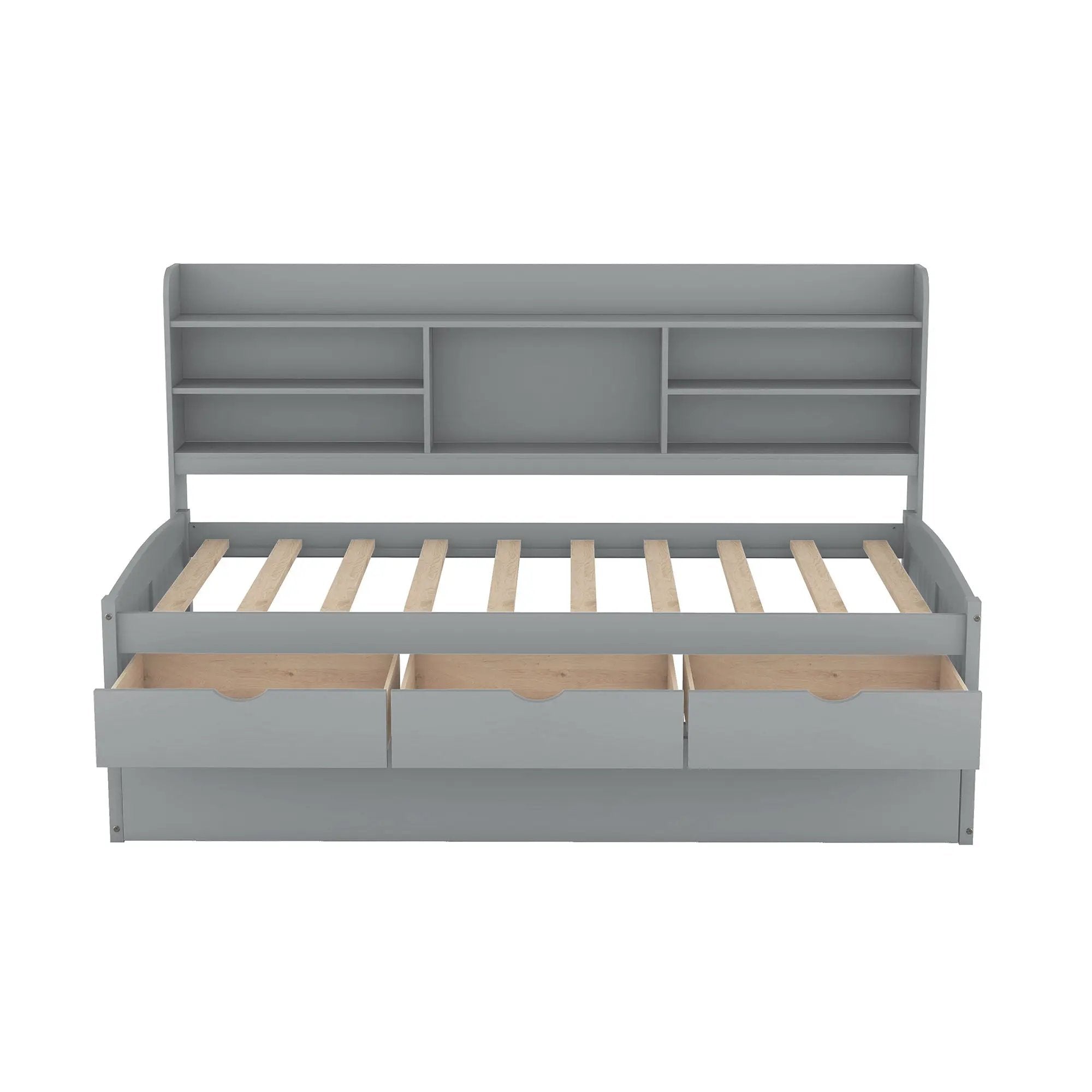 Captain Bed With Built In Bookshelves, 3 Storage Drawers, And Trundle by HouseOfZazla