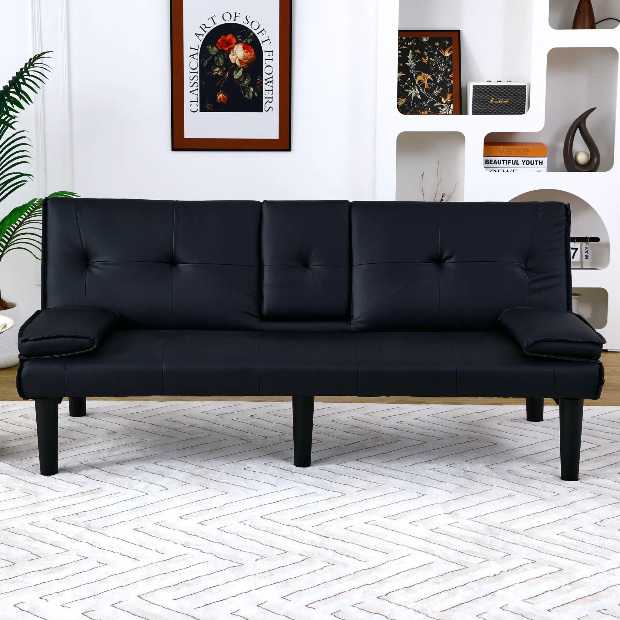 Sofa Bed With Foldable Design And Cup Holder by HouseOfZazla