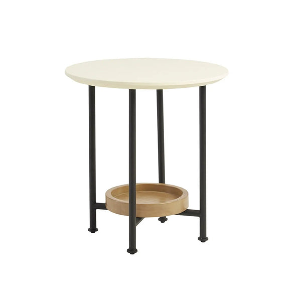 Oval End Table - White / Natural