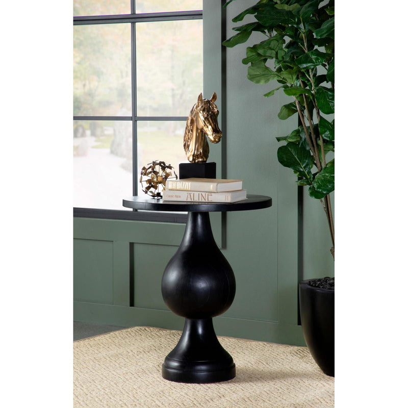 Stain Pedestal Accent Table Elegant Design With Round Top - Black by HouseOfZazla