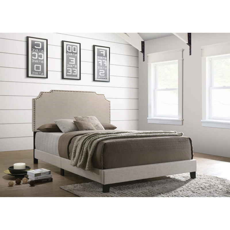 Panel Bed With Nailhead Trim, Upholstered Headboard by HouseOfZazla