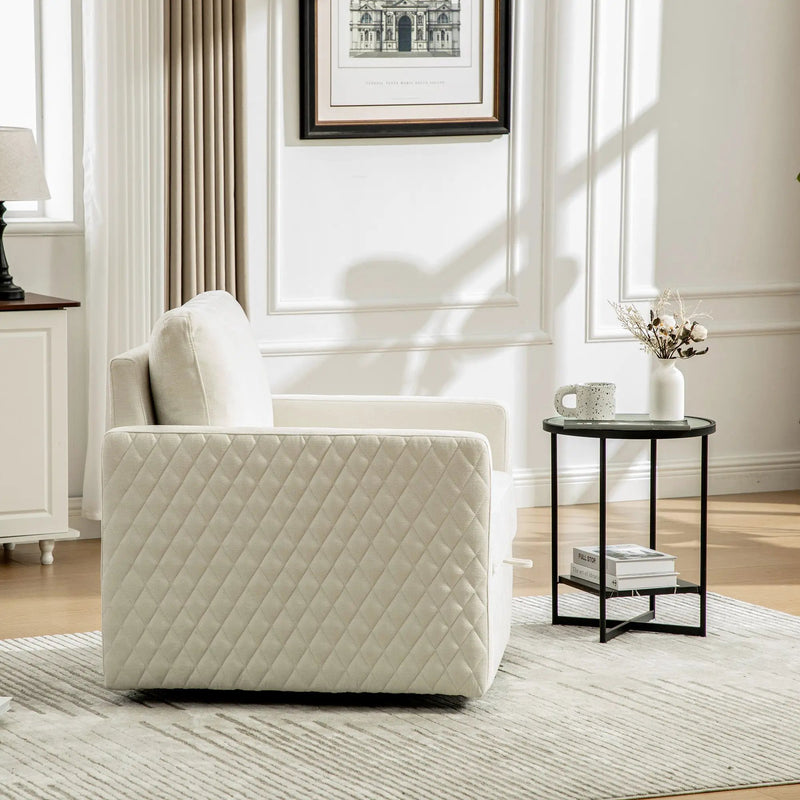 29.5''W Upholstered 360° Swivel Armchair with Hidden Storage by HouseOfZazla