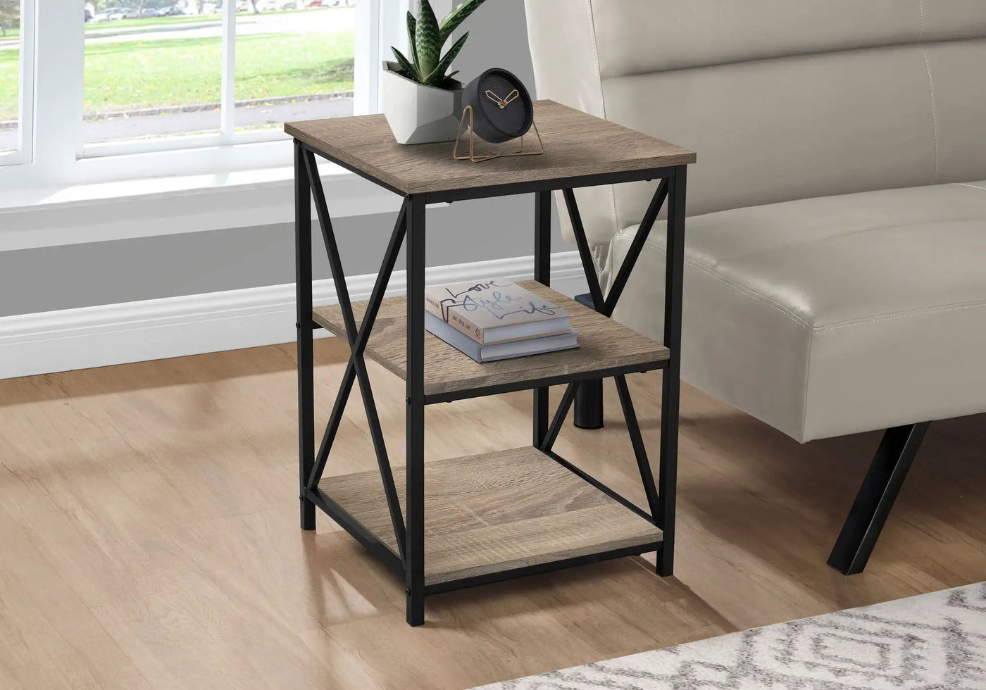 3 Tier Accent Table Side Marble Look Contemporary & Modern by HouseOfZazla