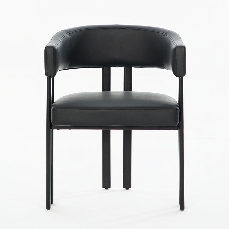 Modern Dining Upholstered Barrel Chair With Curved Back And Armrests by HouseOfZazla